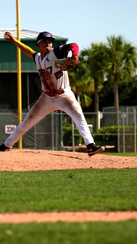 Pitcher starting his delivery from the mound
